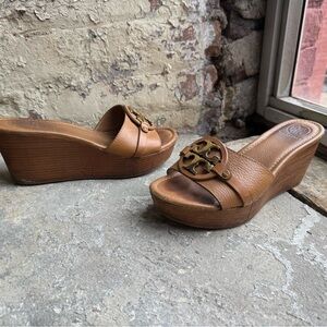 Tory Burch Leather Patti Wedge Platform Sandals
